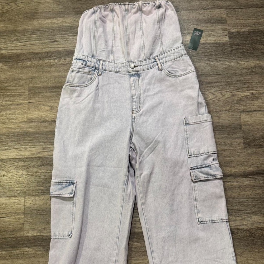 Wild Fable cargo style blue with pink fade jean Jumpsuit XL new with tags